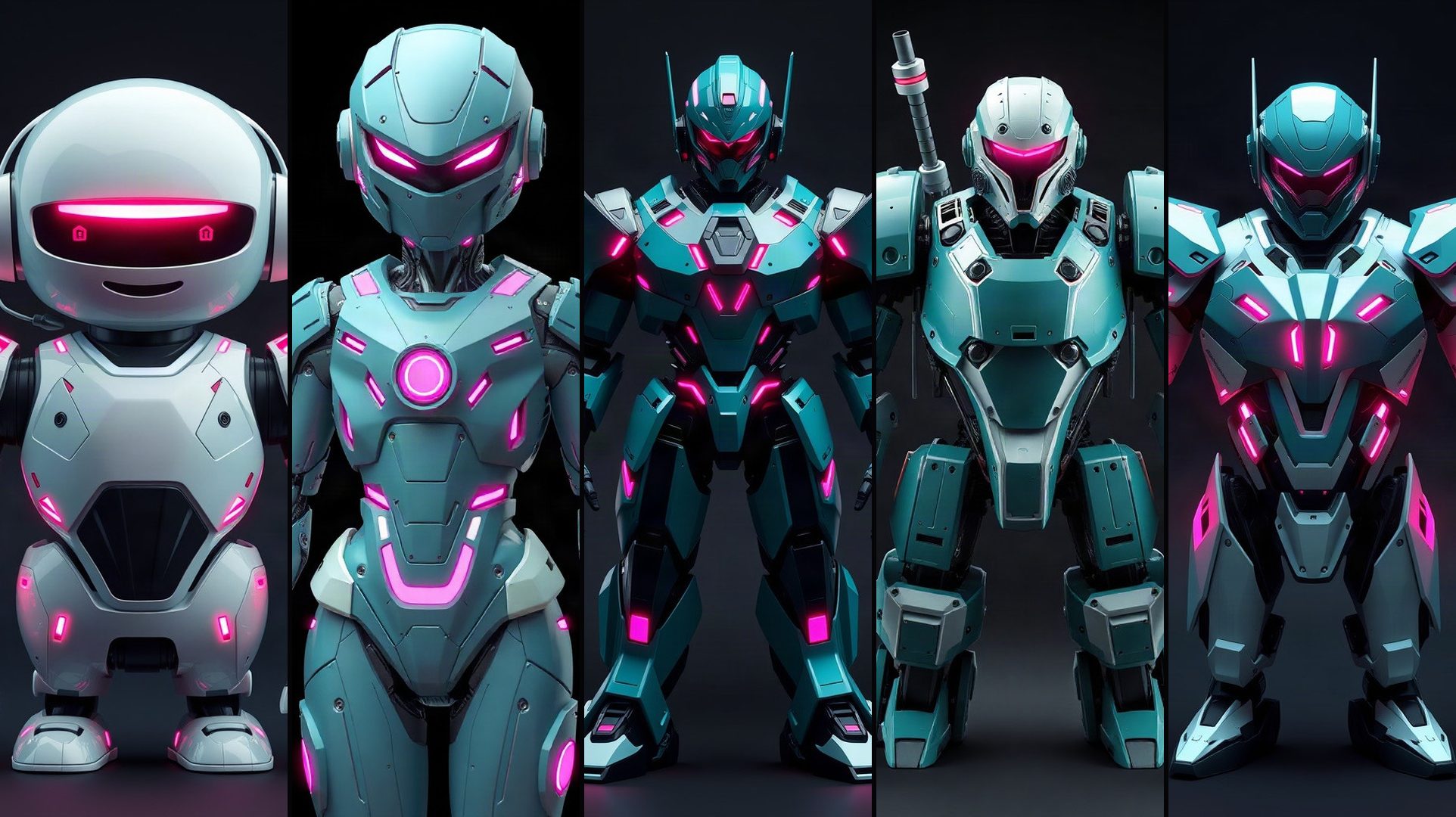 Five distinct Mr. Bright AI agents in a roster lineup